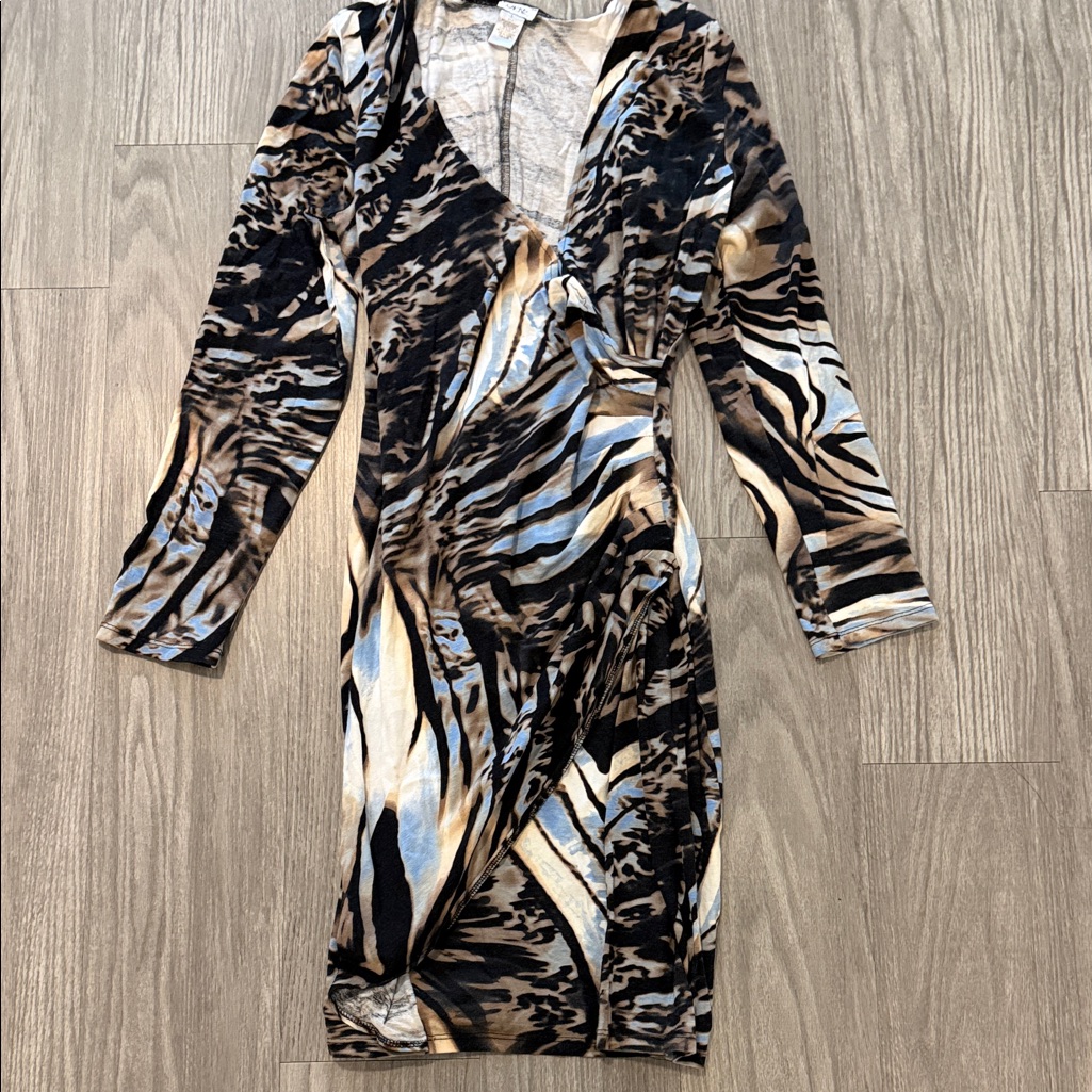 Cache Zebra Print Long Sleeve Dress